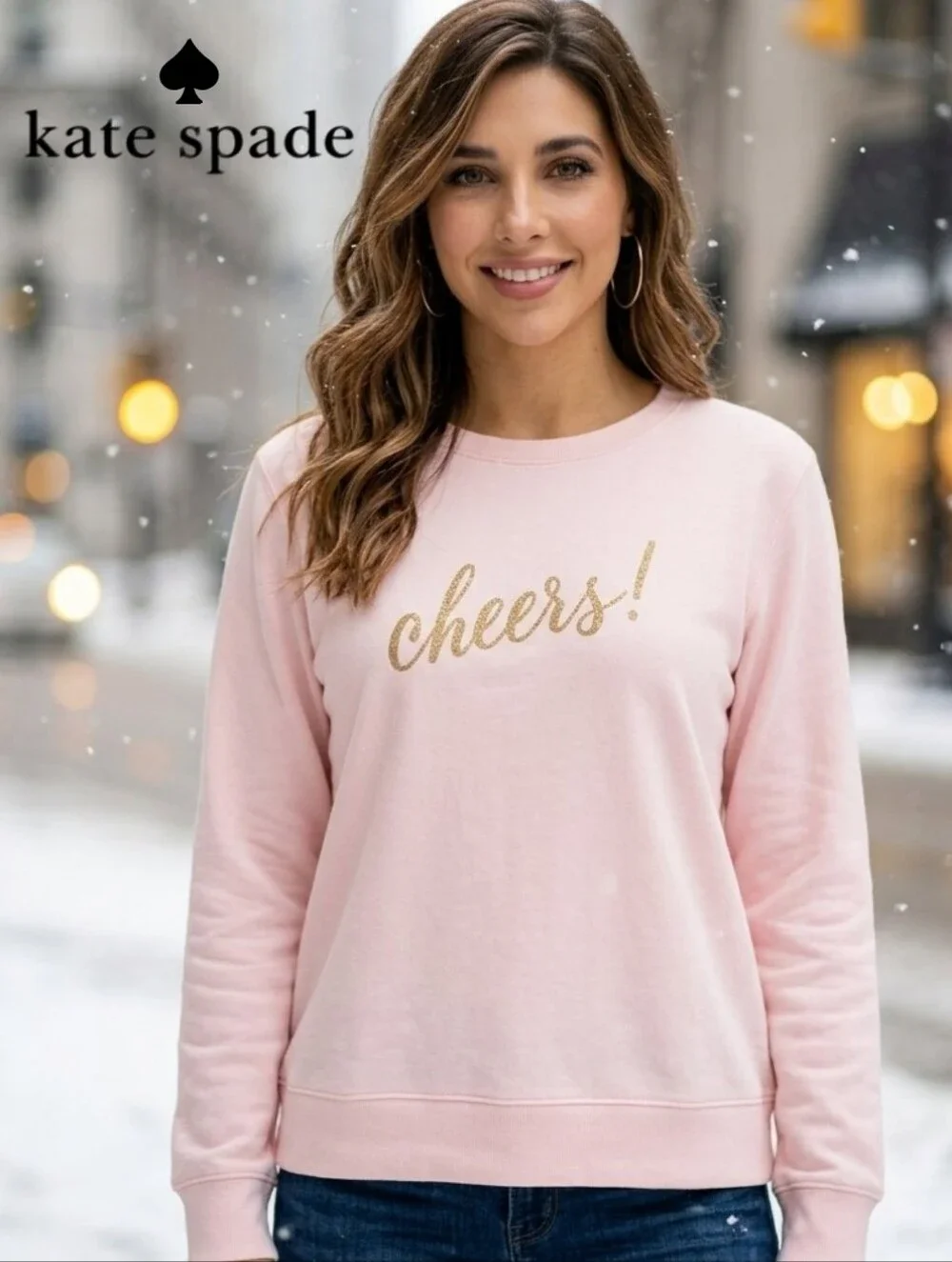 kate spade Pink Crewneck Sweatshirt with Gold 